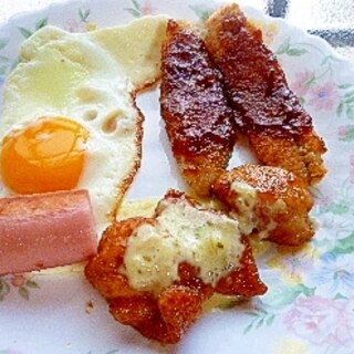 朝食プレート♡チキン南蛮タルタル＆魚ニソ＆目玉焼